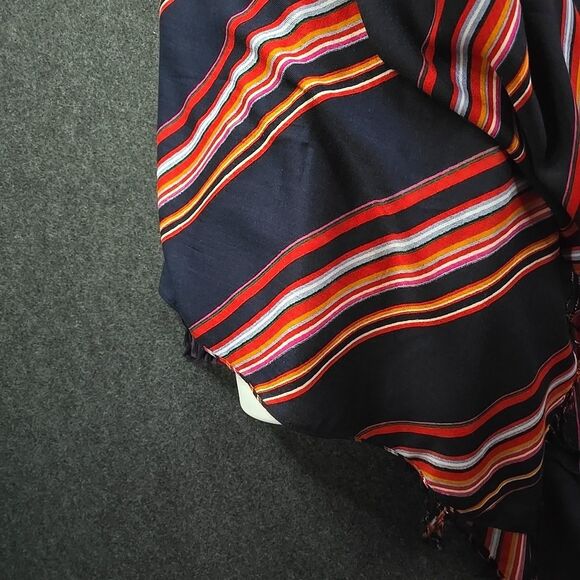 Gorgeous Tory Burch Shawl Wrap Striped Multicolor Logo Classy Versatile - Picture 4 of 7